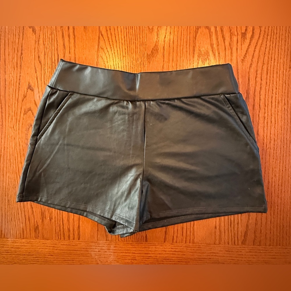 Rewash Black High‎ Waist Faux Leather Shorts